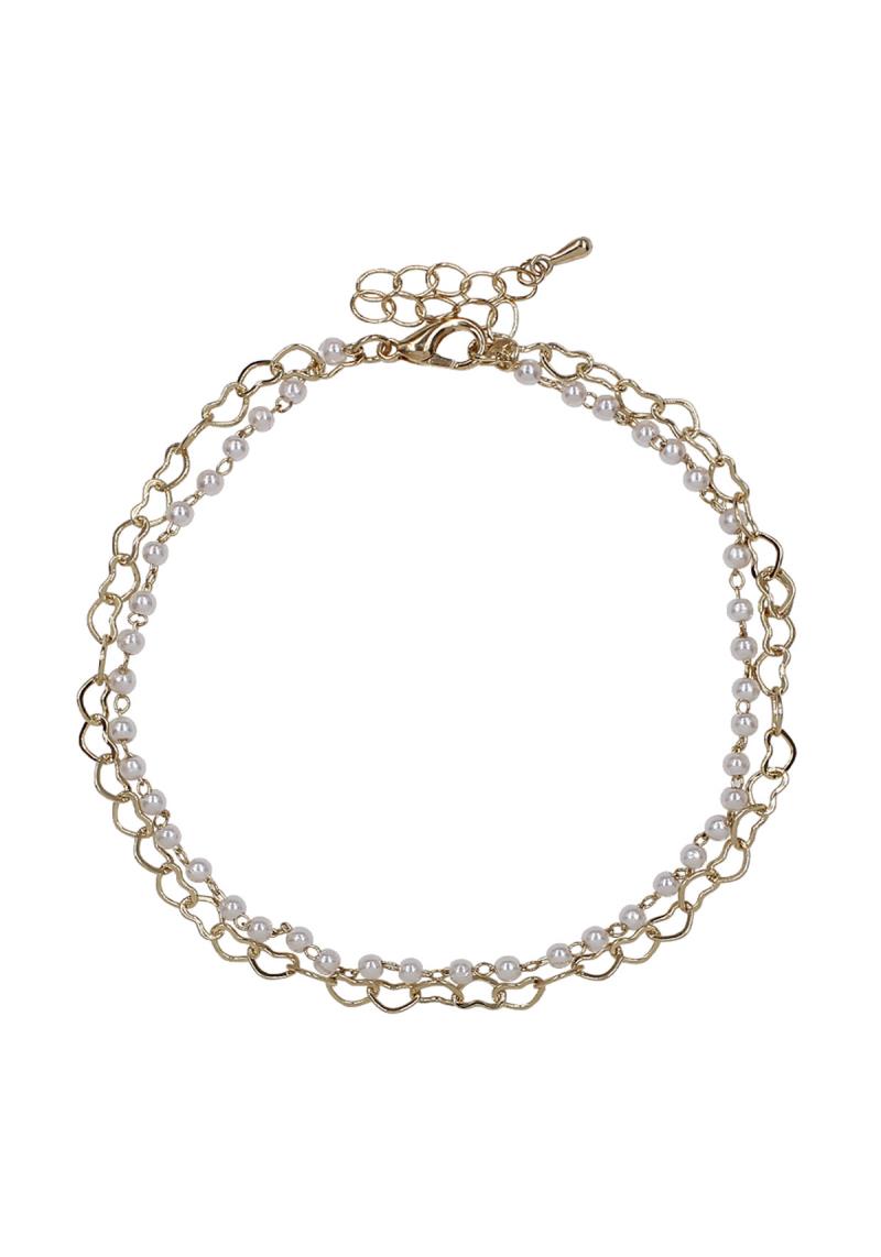 HEARTT LINK PEARL LAYERED METAL ANKLET