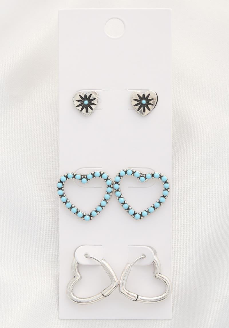 TRIPLE HEART EARRING SET