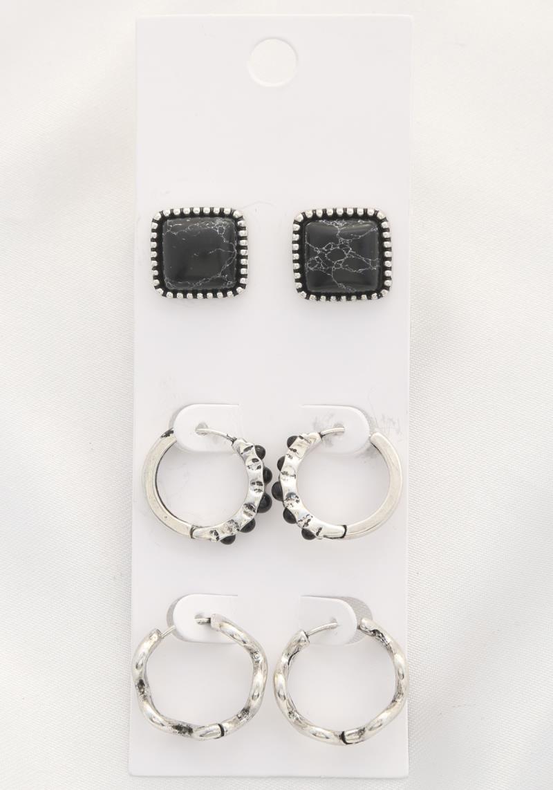 SQUARE ASSORTED EARRING SET