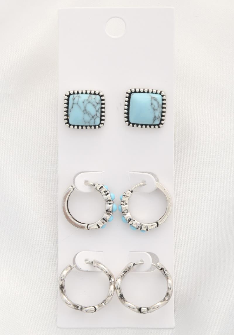 SQUARE ASSORTED EARRING SET