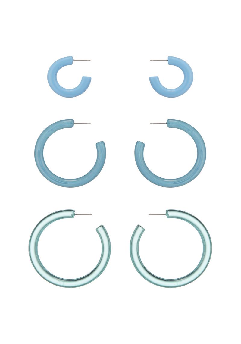 TRANSPARENT ASSORTED OPEN HOOP EARRING SET