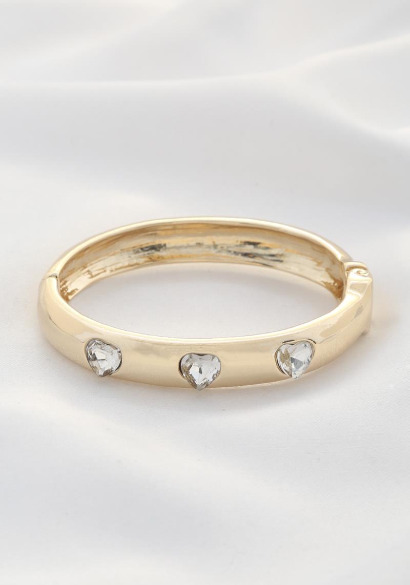SODAJO HEART CRYSTAL METAL BANGLE BRACELET