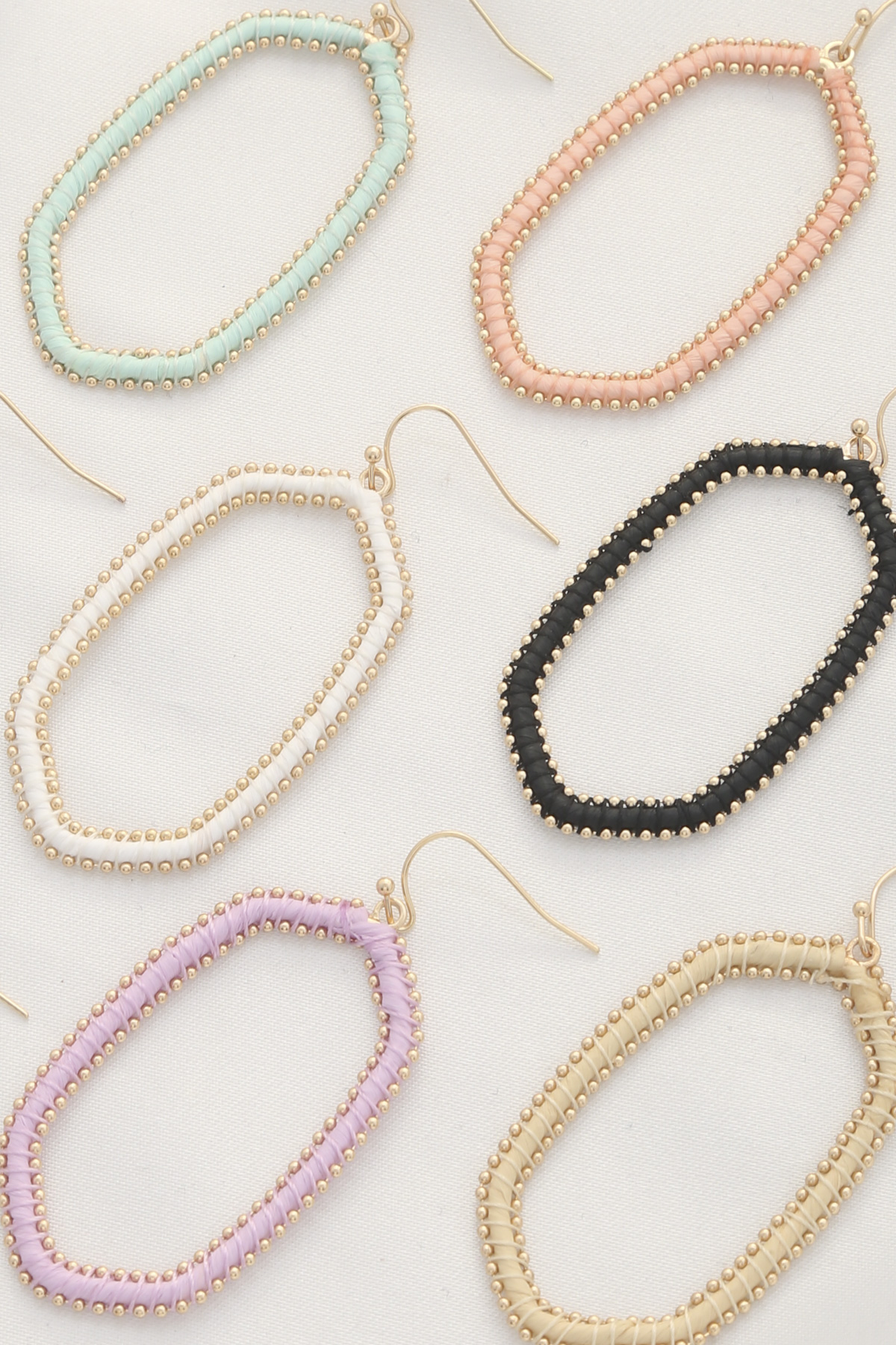 GEOMETRIC SHAPE THREAD DANGLE EARRING