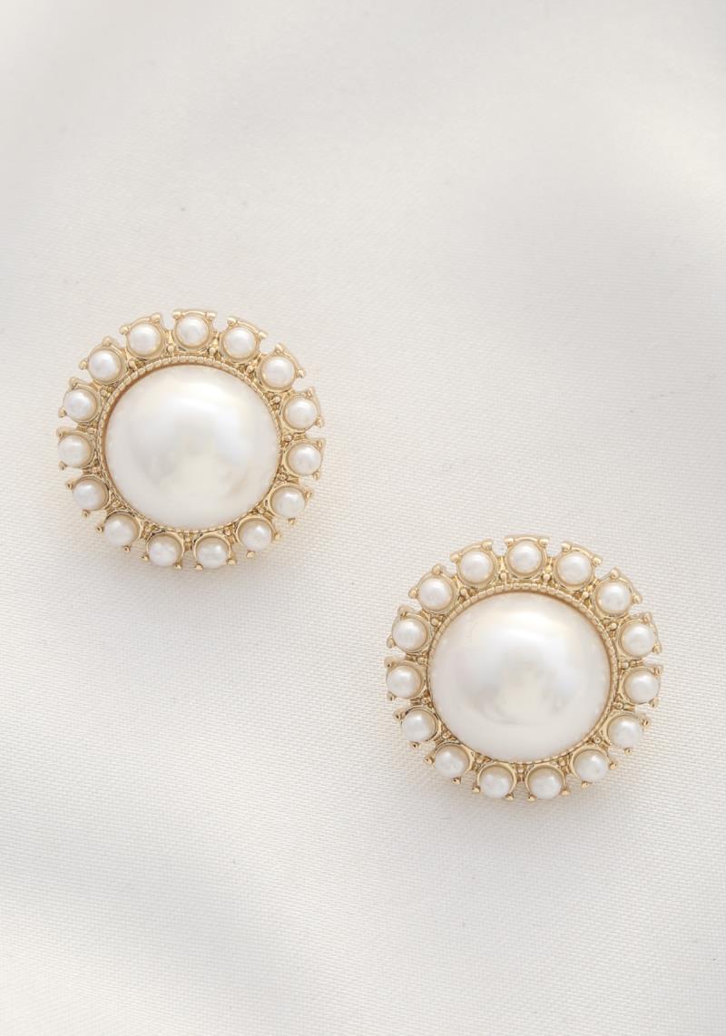 ROUND PEARL BEAD POST EARRING
