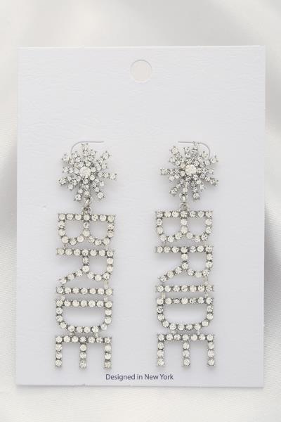 RHINESTONE BRIDE DANGLE EARRING