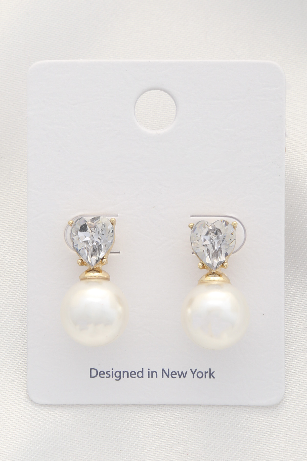 HEART CRYSTAL PEARL BEAD EARRING