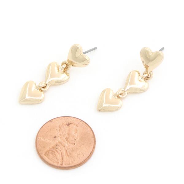 TRIPLE HEART DANGLE EARRING