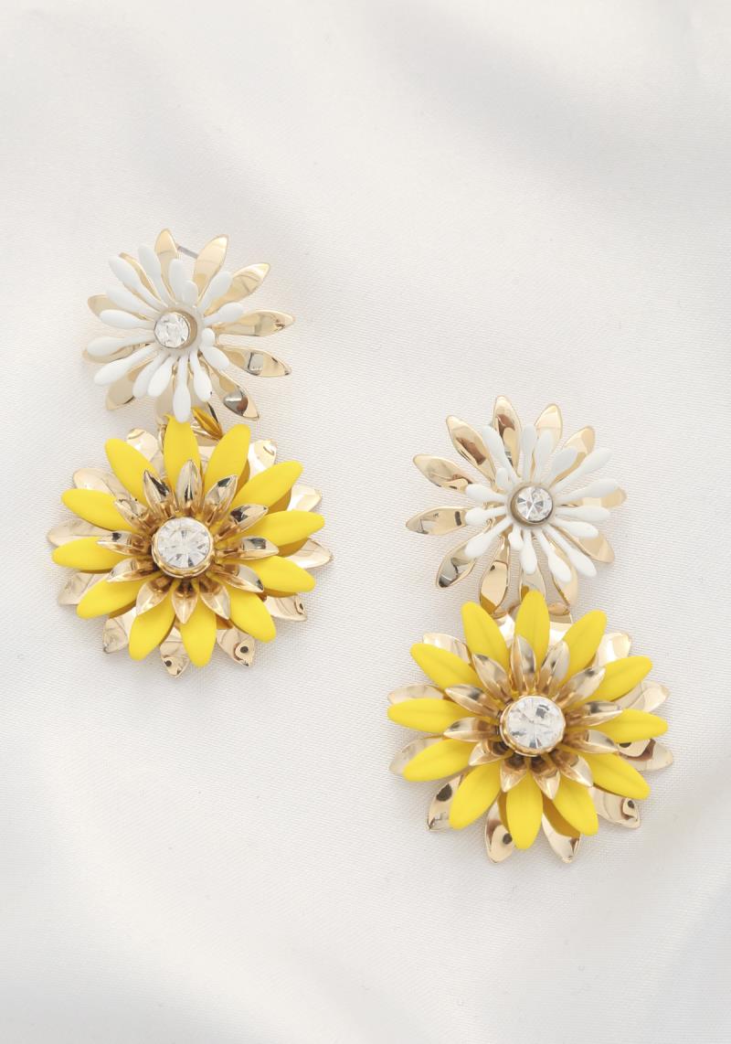 DOUBLE FLOWER DANGLE EARRING