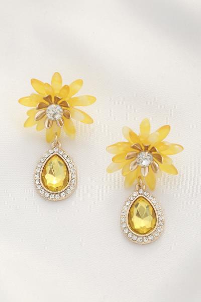 FLOWER TEARDROP DANGLE EARRING