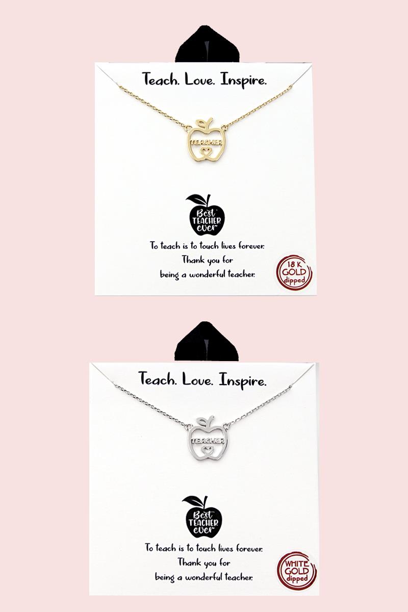 18K GOLD RHODIUM DIPPED TEACH LOVE INSPIRE NECKLACE