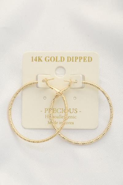 TEXTURED 14K GOLD DIPPED HOOP EARRING