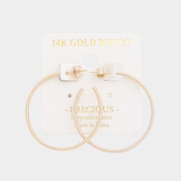 TEXTURED 14K GOLD DIPPED HOOP EARRING