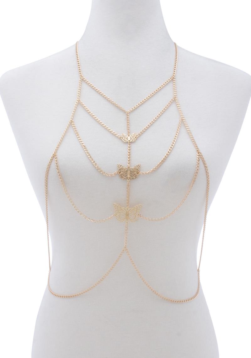 SODAJO TRIPLE BUTTERFLY METAL LAYERED BODY CHAIN