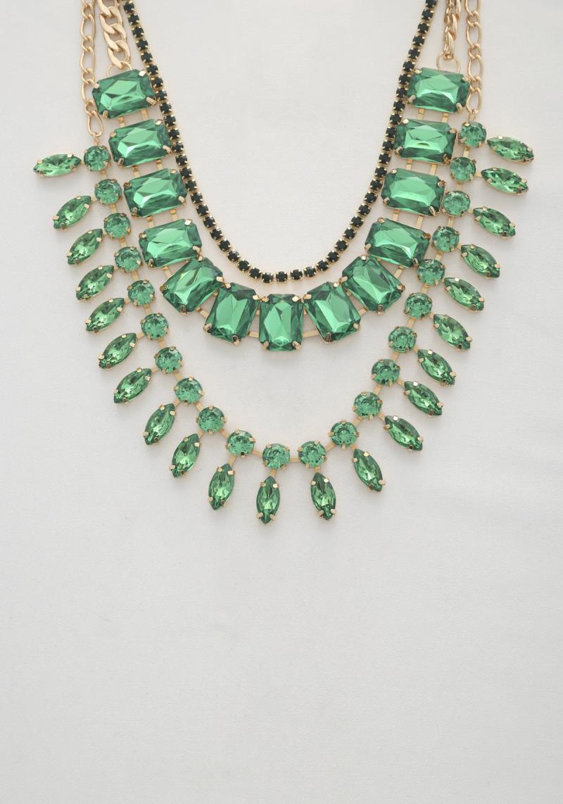 SODAJO EMERALD CRYSTAL LAYERED NECKLACE