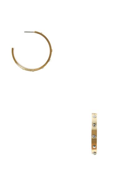 1.5" METAL RHINESTONE STUDDED HOOP EARRING