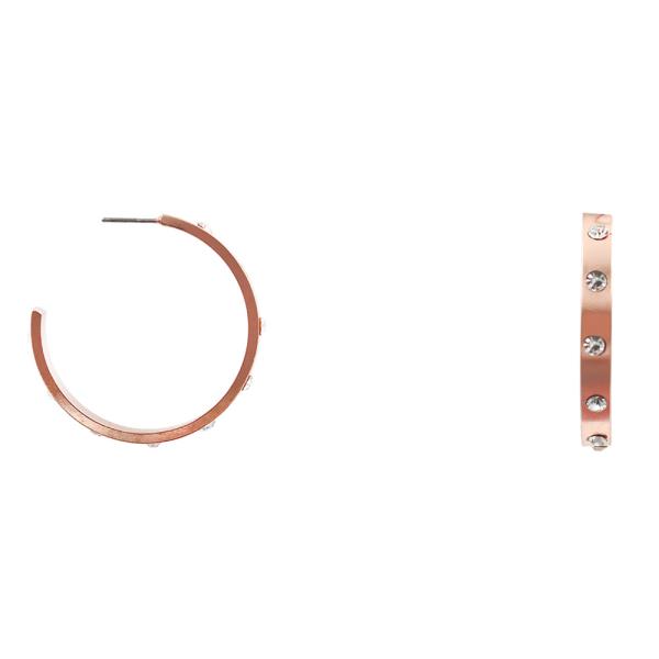 1.5" METAL RHINESTONE STUDDED HOOP EARRING