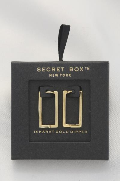 SECRET BOX RECTANGLE 14K GOLD DIPPED EARRING