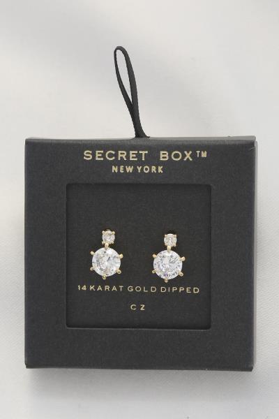 SECRET BOX CRYSTAL 14K GOLD DIPPED EARRING