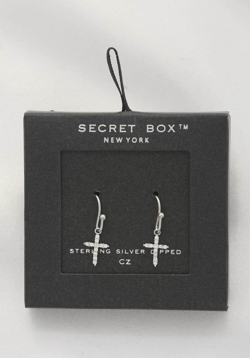 SECRET BOX DAINTY CROSS 14K GOLD DIPPED EARRING