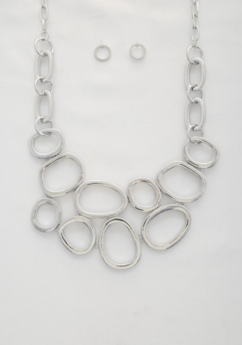 CIRCLE OVAL LINK METAL NECKLACE