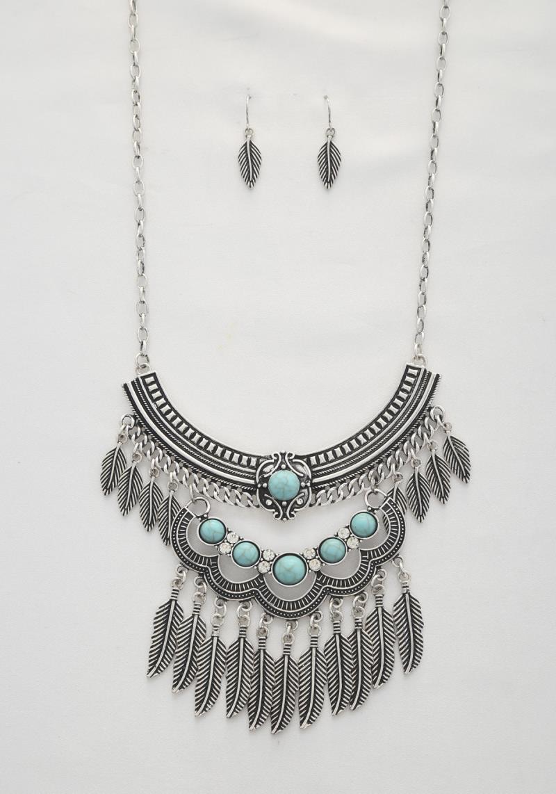 WESTEN RODEO FEATHER CHARM METAL NECKLACE