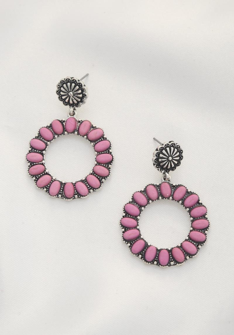 ROUND BEADED FLOWER EARRING