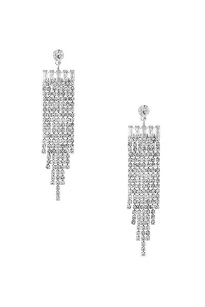 RHINESTONE CUBIC ZIRCONIA BAGUETTE TASSEL EARRING
