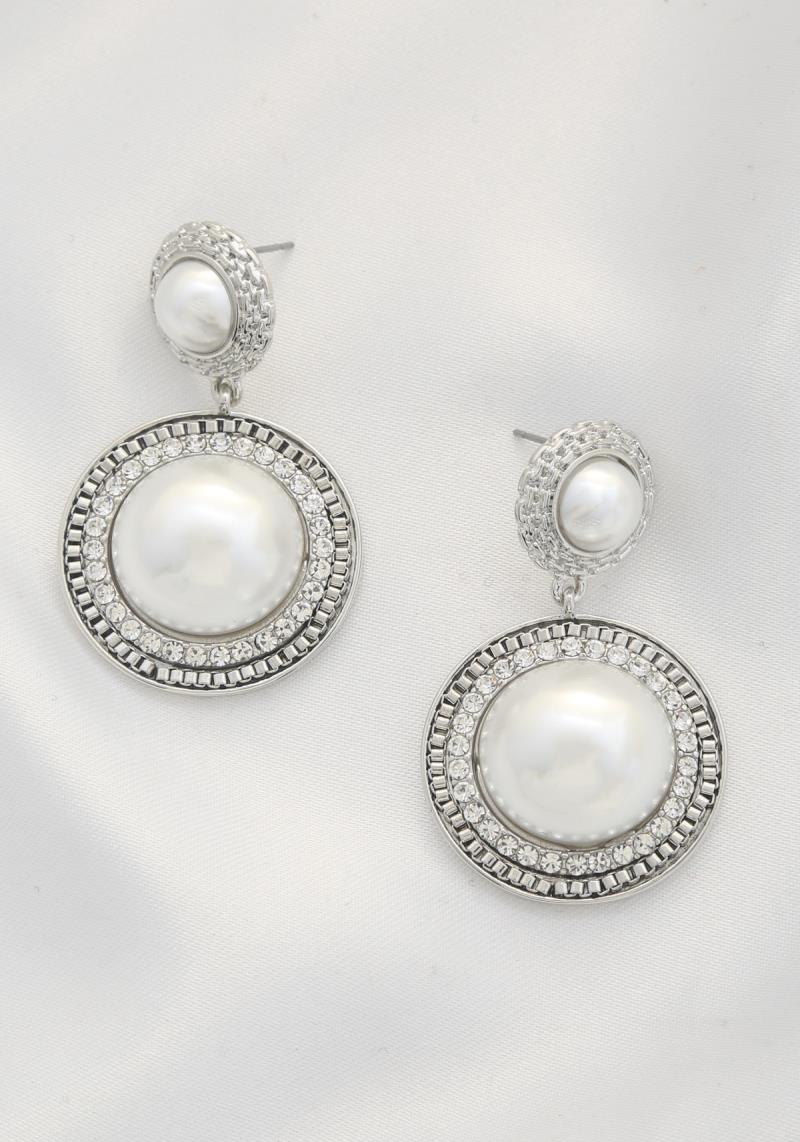 DOUBLE ROUND PEARL DANGLE EARRING