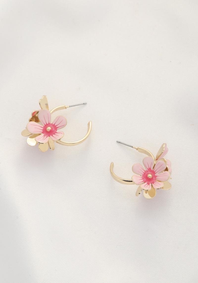 DOUBLE FLOWER MINI HOOP EARRING