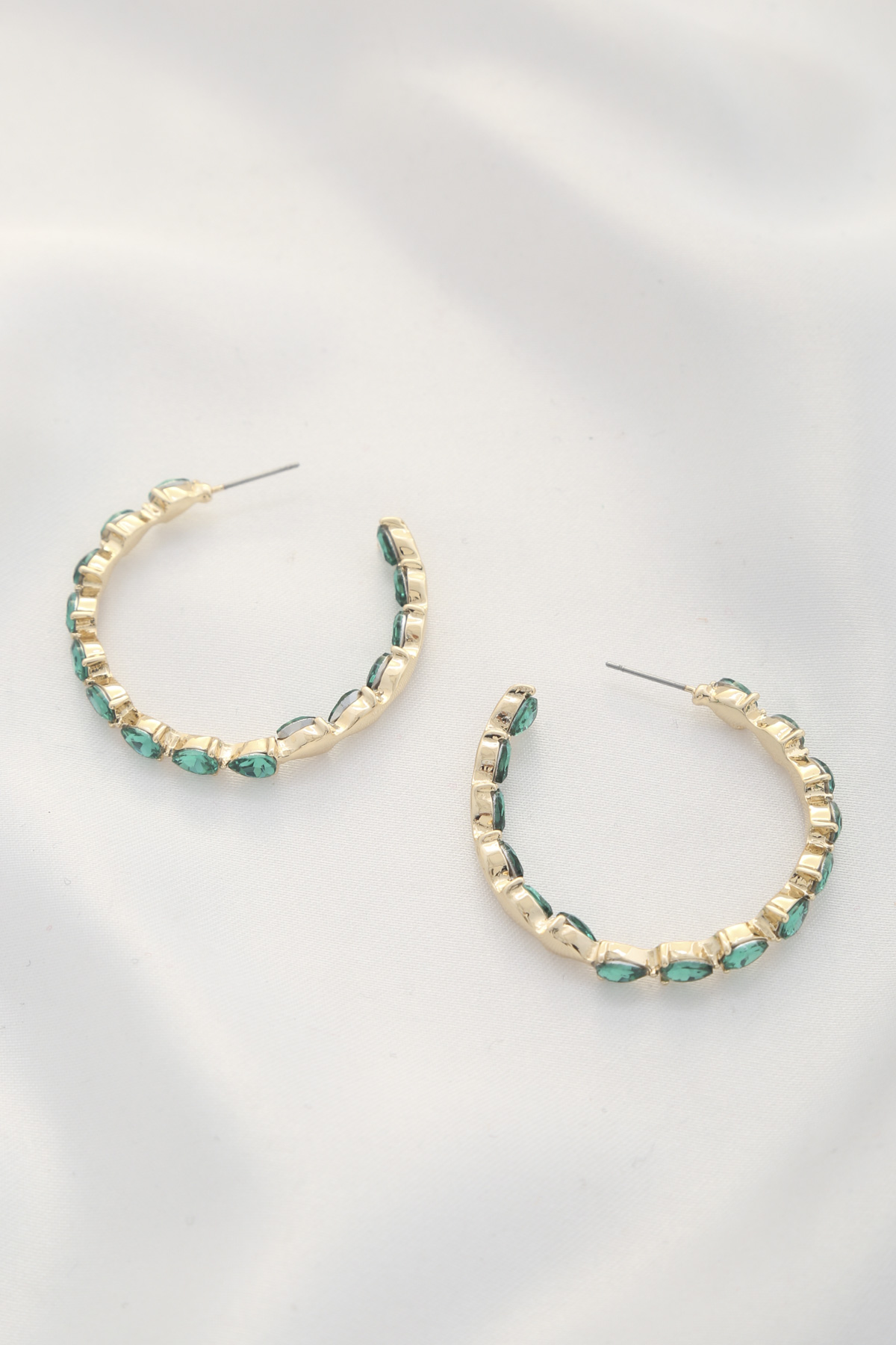 TEARDROP CRYSTAL OPEN HOOP EARRING