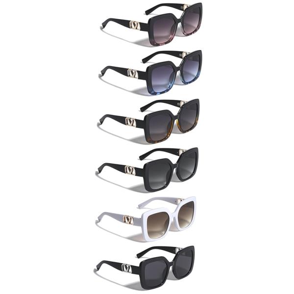 V TEMPLE CUTOUT OVERSIZED BUTTERFLY SUNGLASSES 1DZ