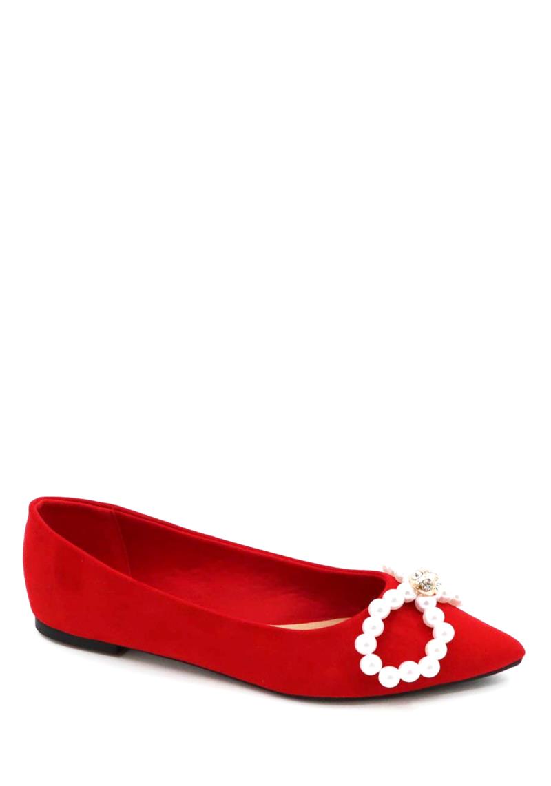 POINTY TOE FLATS W PEARL BOW 18 PAIRS
