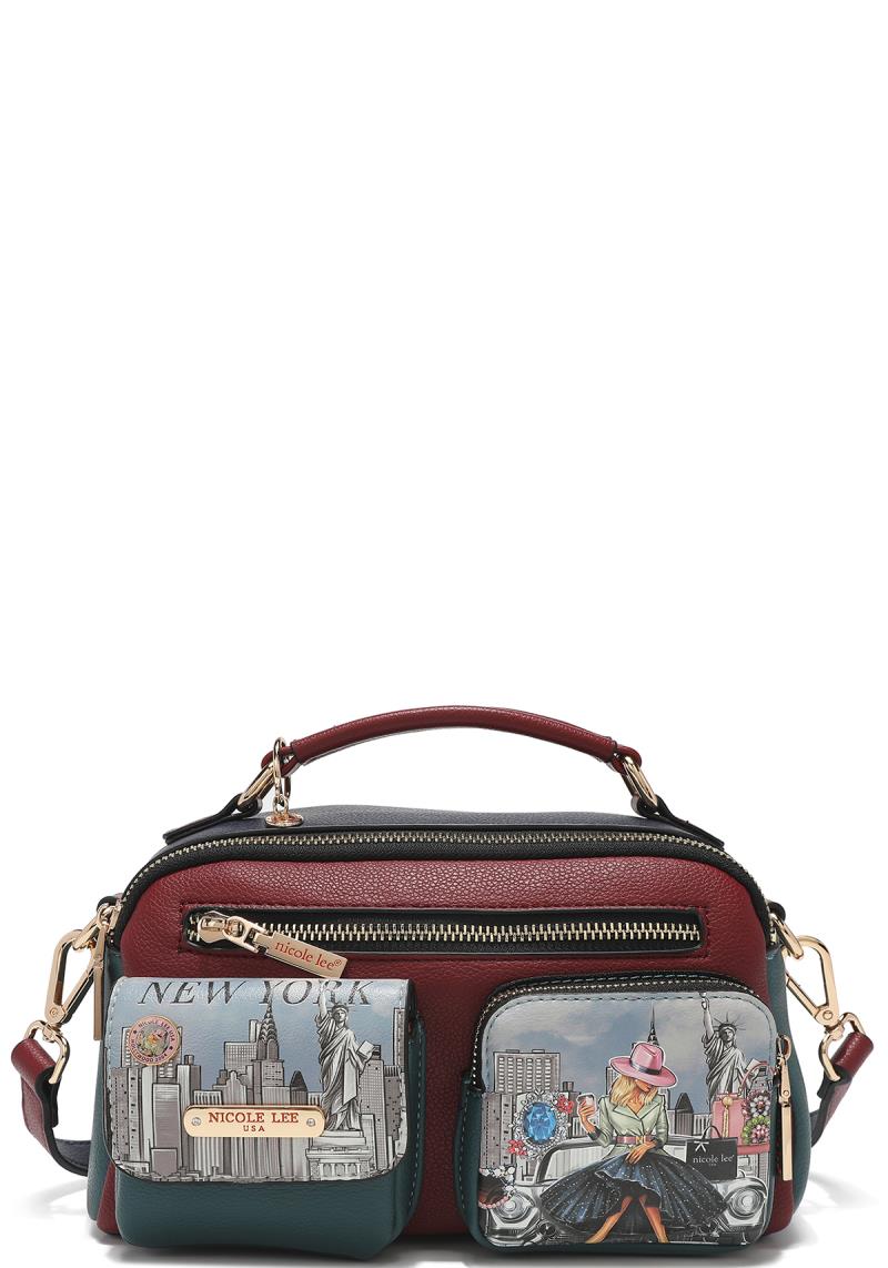 NICOLE LEE SUCCESS IN NEW YORK PRINT ZIPPER HANDLE SATCHEL BAG