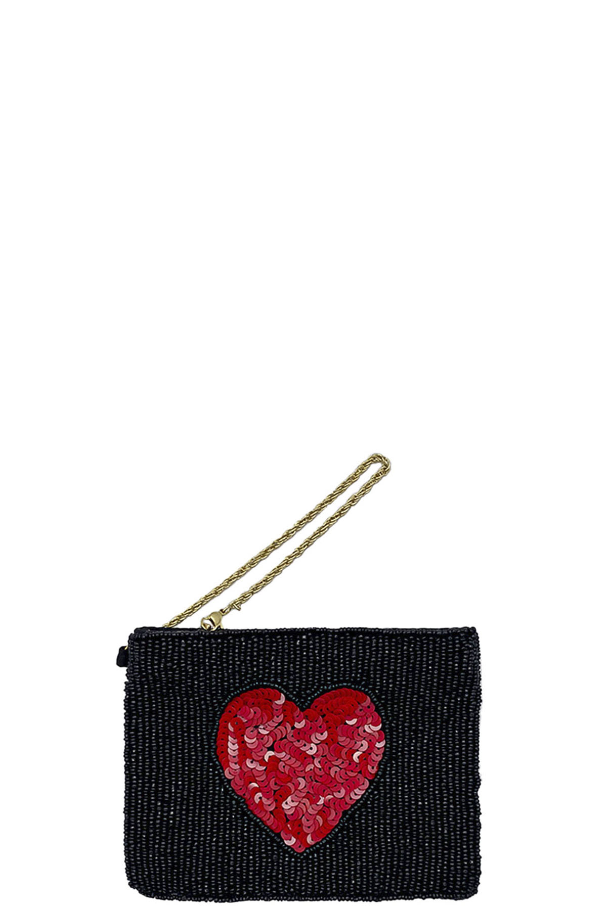 VALENTINE`S DAY BEADED HEART COIN POUCH