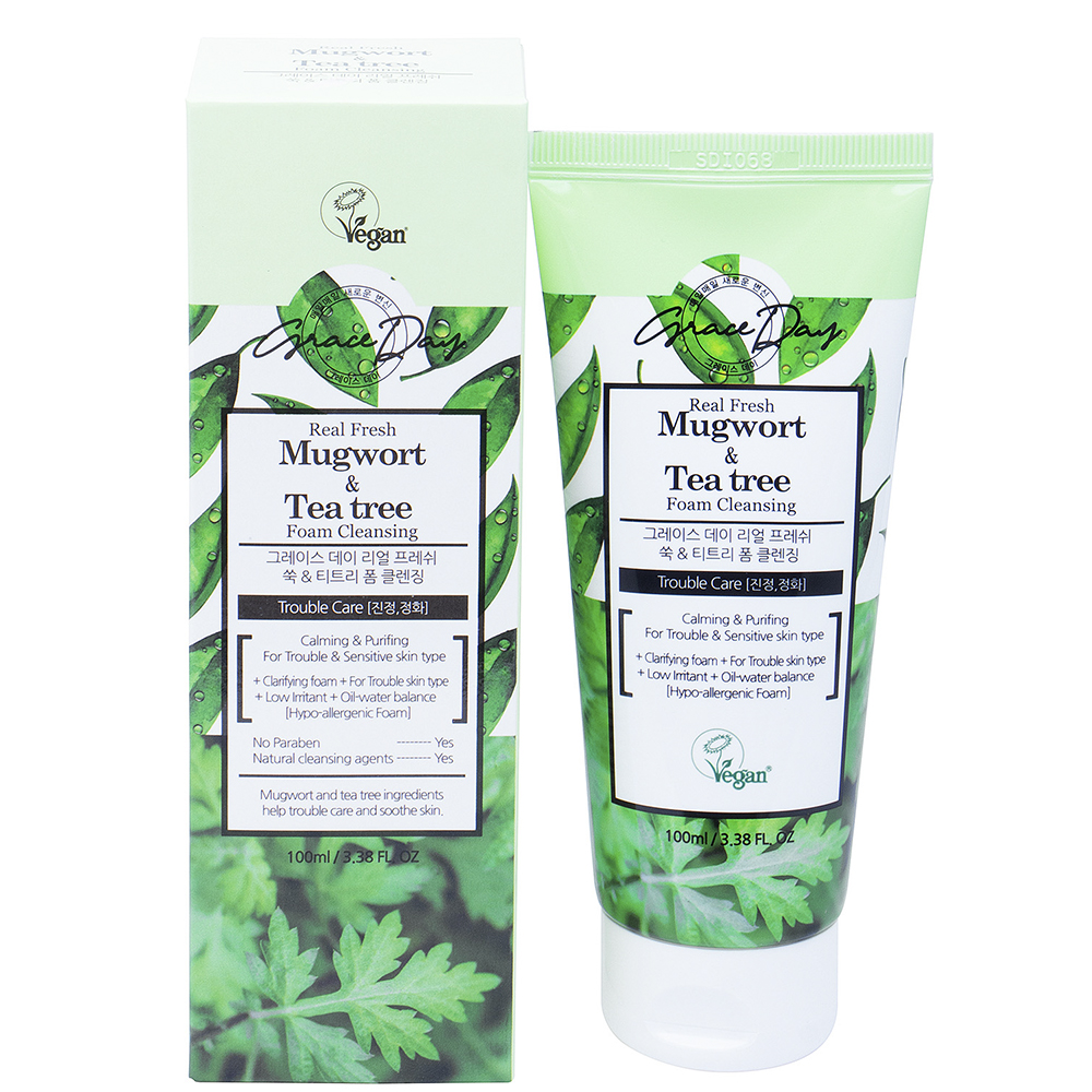 GRACE DAY REAL FRESH MUGWORT AND TEA TREE TROUBLE CARE FOAM CLEANSING 100ML