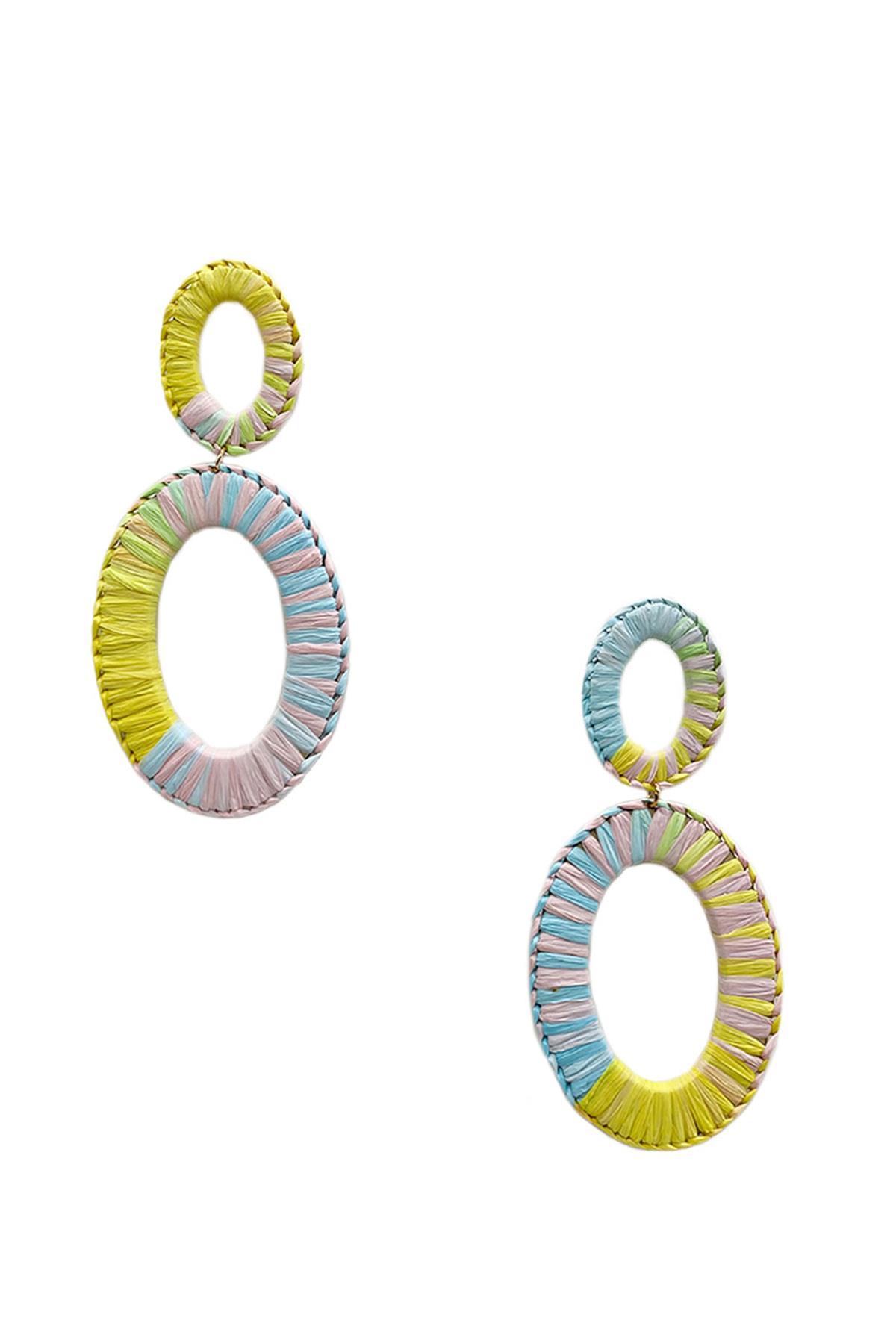 DOUBLE OVAL WRAPPED RAFFIA EARRING