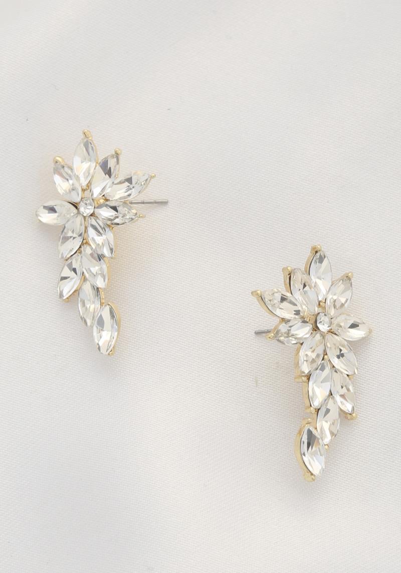FLOWER PATTERN MARQUISE RHINESTONE EARRING