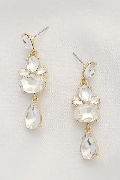 OVAL TEARDROP RHINESTONE DANGLE EARRING