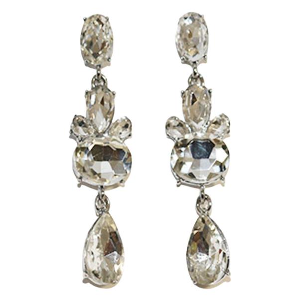 OVAL TEARDROP RHINESTONE DANGLE EARRING