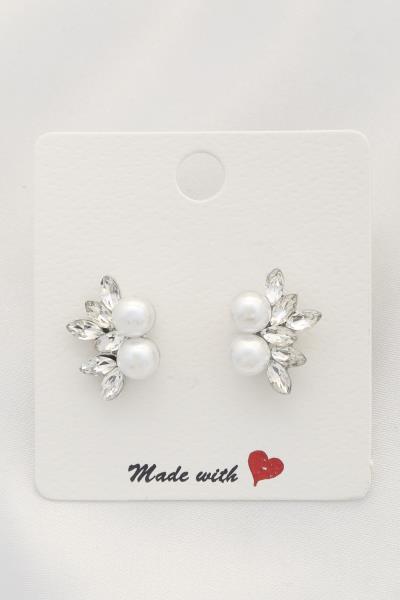 PEARL BEAD RHINESTONE EARRING