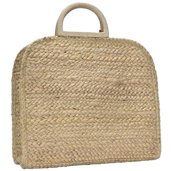 STRAW HANDLE TASSEL DESIGN TOTE BAG