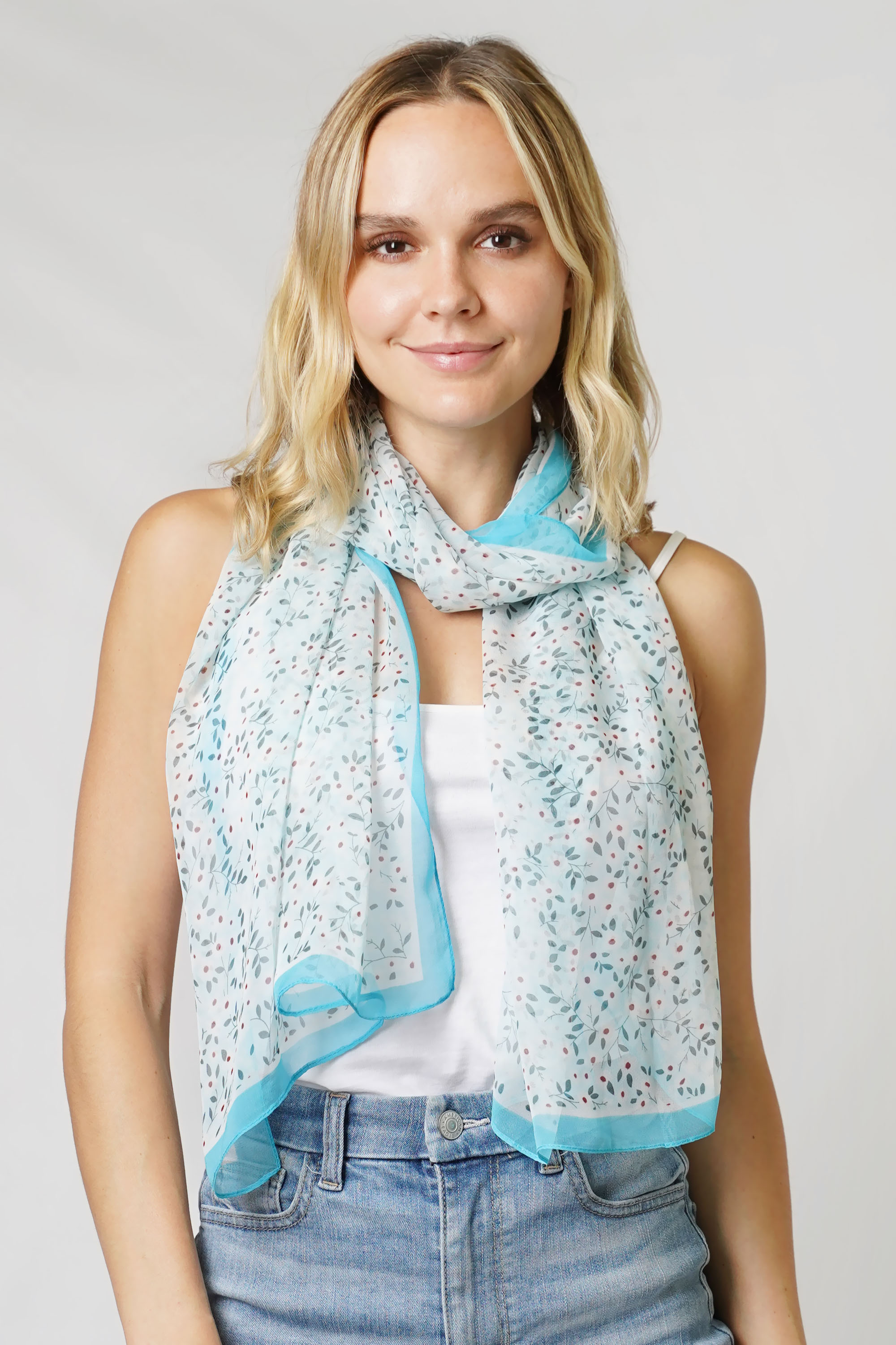 FLOWER PRINT CHIFFON SCARF