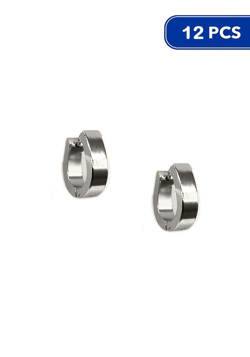 FASHION STAINLESS STEEL HUGGIE EARRING (12 UNITS)