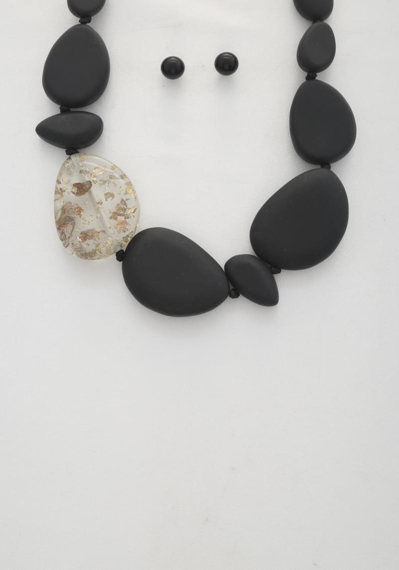 SMOOTH TEXTURE OVAL SHAPE LINK NECKLACE