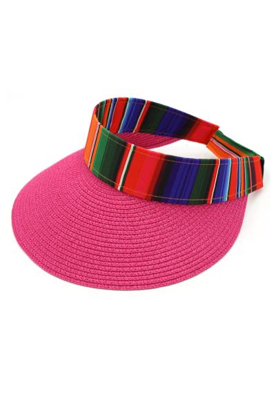 FASHION STRAW RAINBOW STRAP VISOR