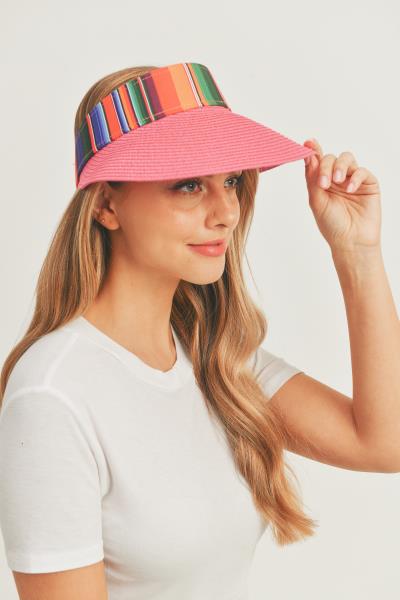 FASHION STRAW RAINBOW STRAP VISOR