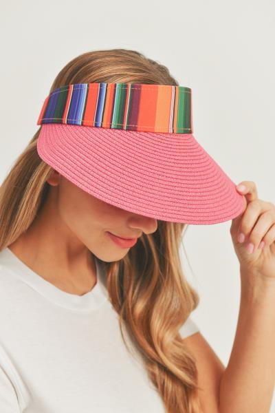 FASHION STRAW RAINBOW STRAP VISOR