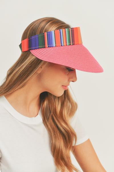 FASHION STRAW RAINBOW STRAP VISOR