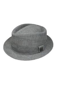 MANS PLAID WIDE BRIM PORKPIE UPBRIM FEDORA.
