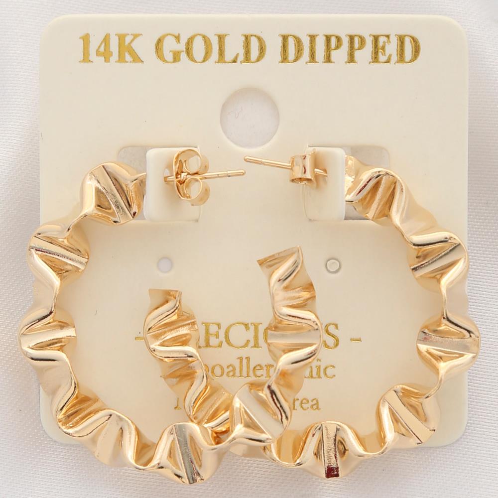 RUFFLE 14K GOLD DIPPED HOOP EARRING
